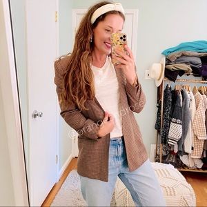 Vintage Prophecy Tan Print Long Blazer One Button